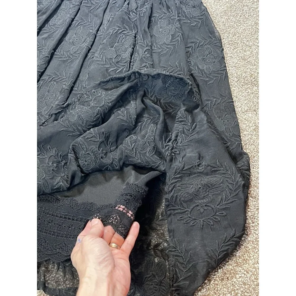 Piper & Scoot Women Ellie Dress Black Small Size Short Sleeves Lace Embroidery - Picture 10 of 13